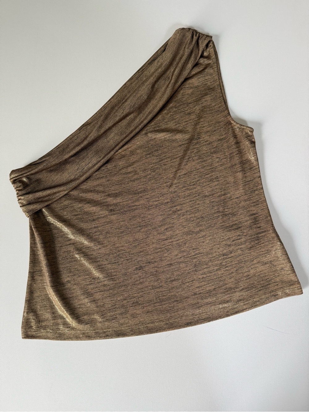 Lauren Ralph Lauren Metallic Gold One-Shoulder Top – Size XL